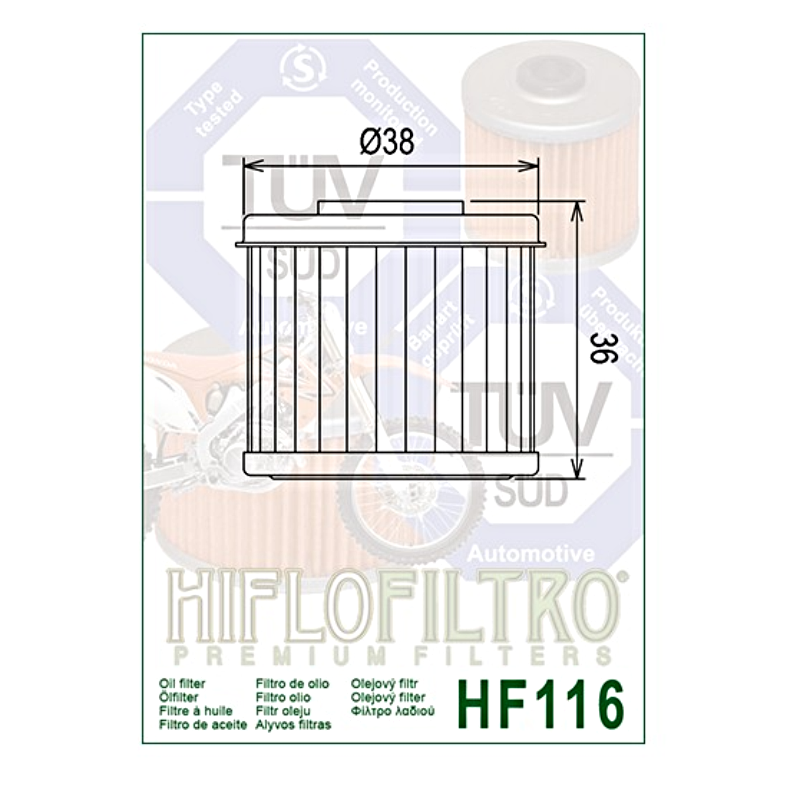 Honda TRX450R TRX450ER HiFlo Oil Filter HF116 TRX 450R 450ER - Pack of 5