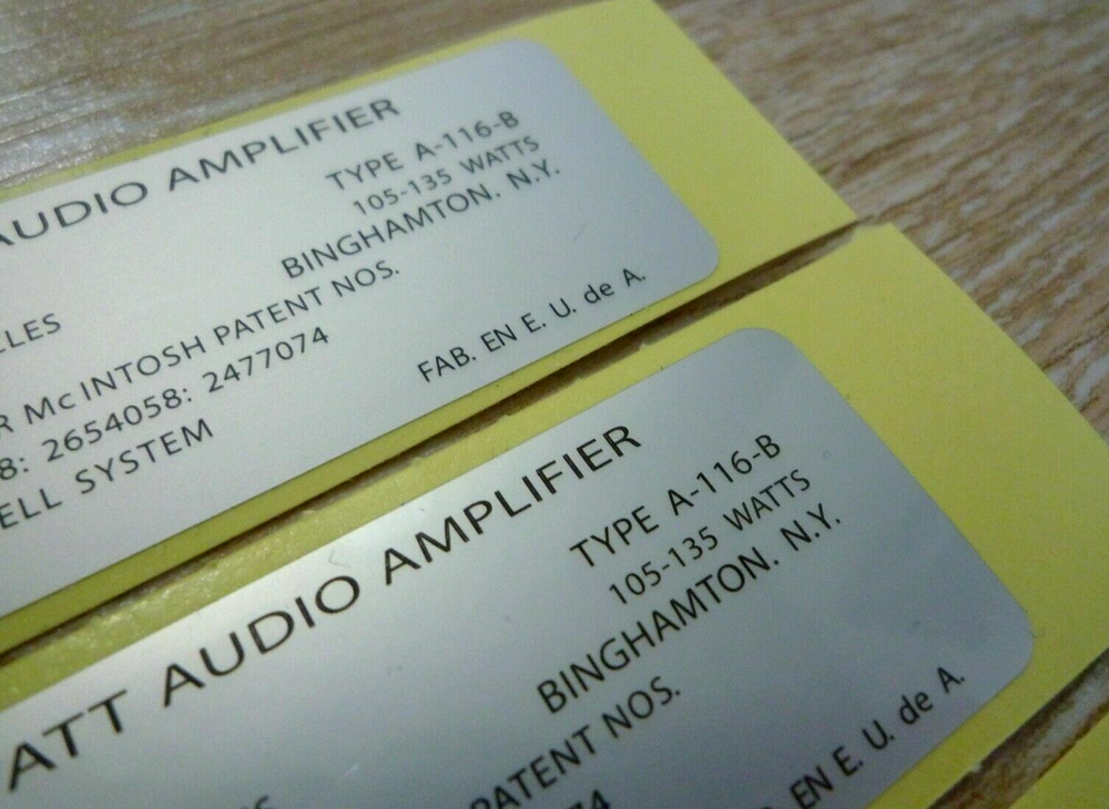 McINTOSH MC30 AMPLIFIER SIDE DECAL LABEL Type-A - No serial number type - New