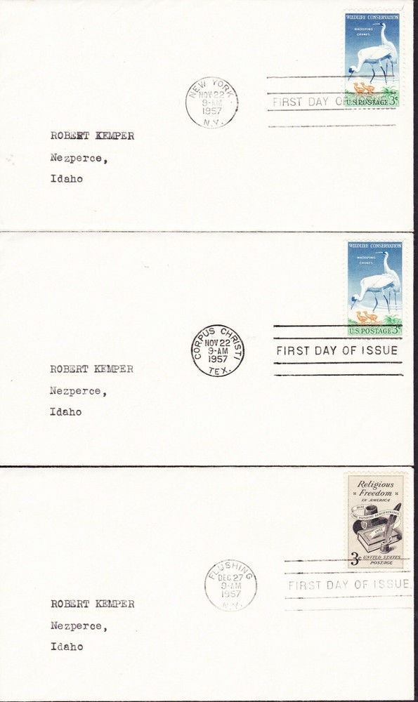 U.S. FDCs; 17 Different, issued 7/57 thru 6/58 - Sc. #C49 & #E21