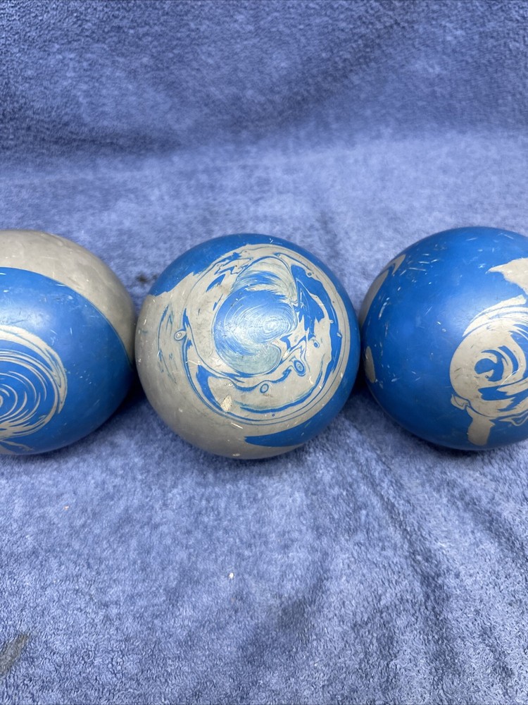 THREE PARAMOUNT DUCKPIN BALLS DUCK PIN BALL BLUE GREY