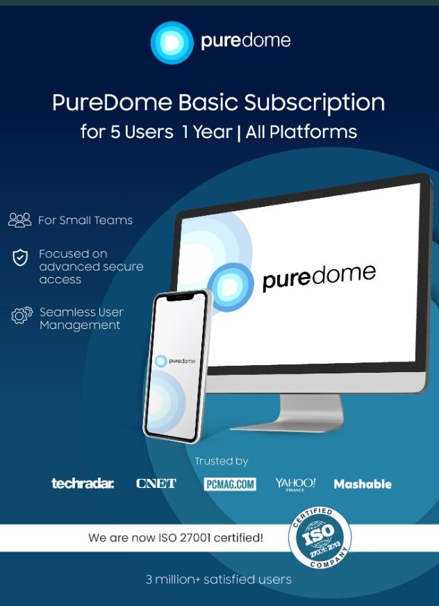 PureDome Basic Subscription for 5 Users  1 Year| All Platforms