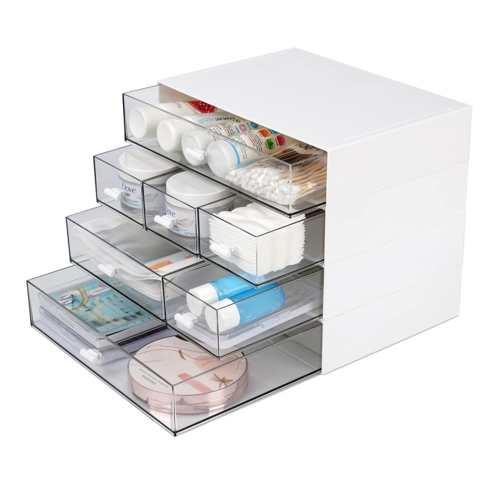Desk Craft Organizer and Storage with 7 Flat Drawers, Stackable Plastic Deskt...