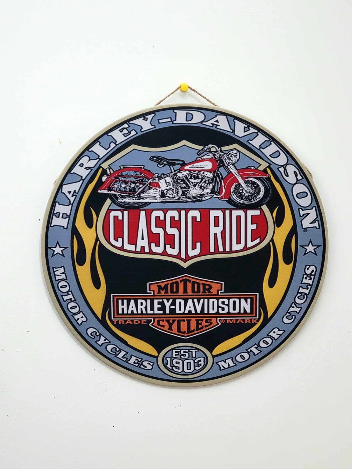 Round Harley H-Davison  Metal Sign Classic Ride 12" Tin Man Cave Motorcycles