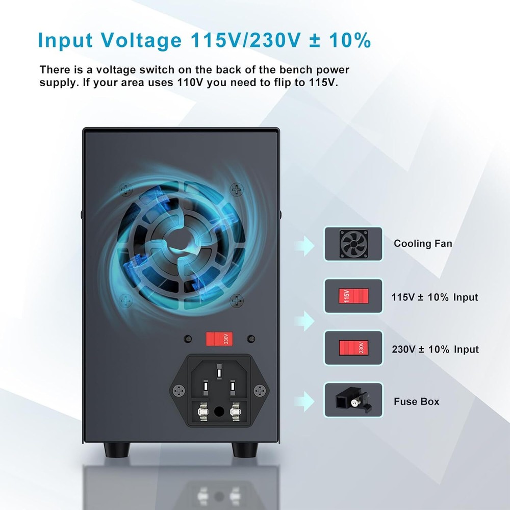 0-60V 5A Adjustable Variable DC Power Supply Lab Precision Bench Power switching