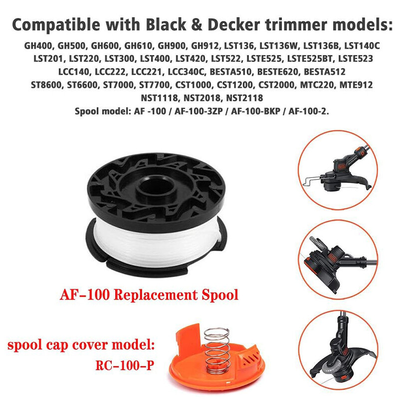 NEW For BLACK+DECKER AF-100-BKP Weed Eater 30ft .065" String Trimmer Spool & Cap