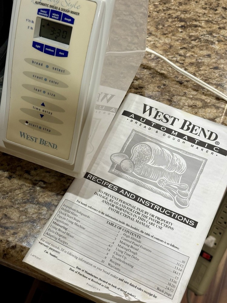 West Bend Bakery Style Automatic Bread Dough Maker 2 Lb Capacity 41085 USA Made