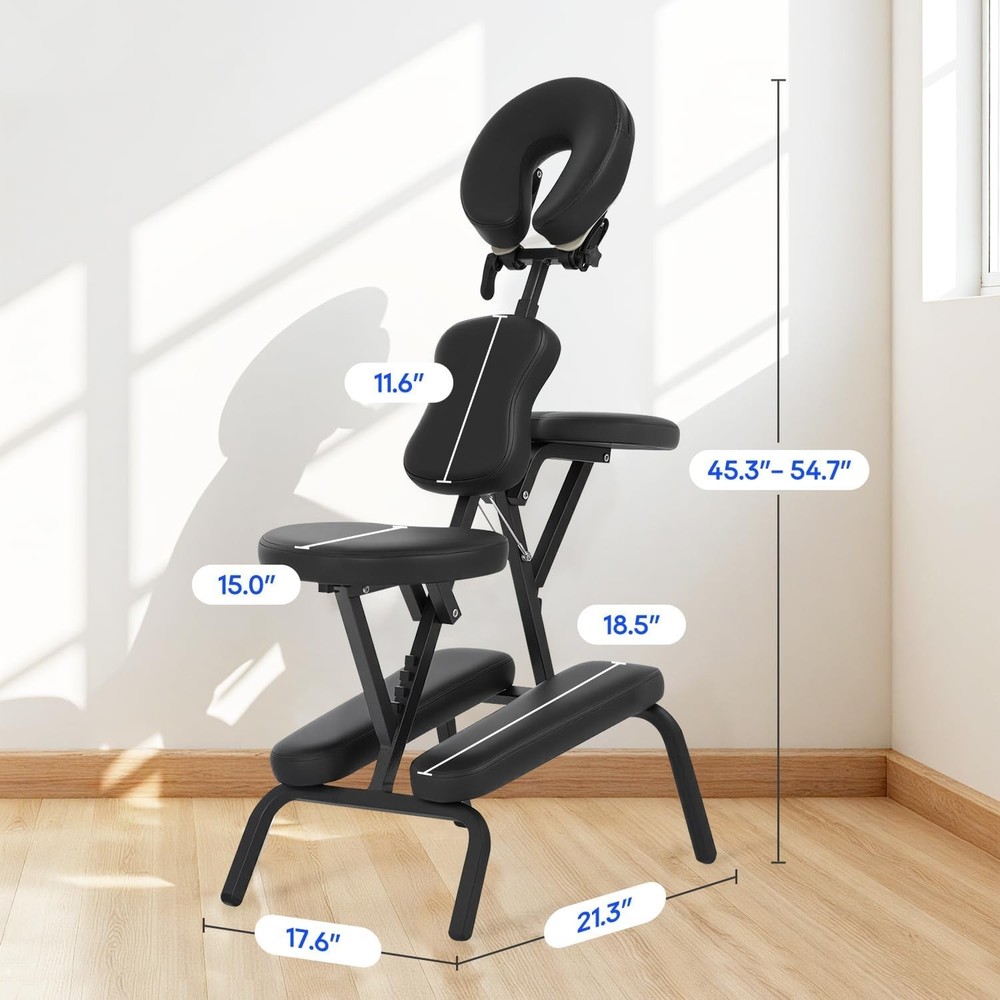 Lightweight Foldable Massage Chair with Cushion & Adjustable Face Cradle