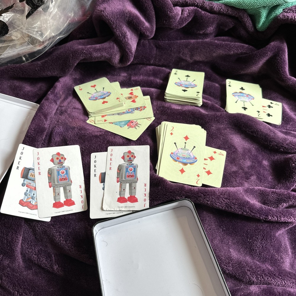 Robot Comic Tin Amd Playing Cards Coelacanth Missing Cards