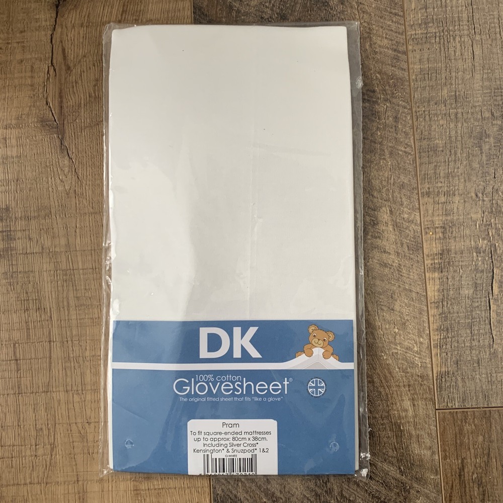 DK Glovesheet - O - White Pram Interlock Fitted Sheet 80cmx38cm
