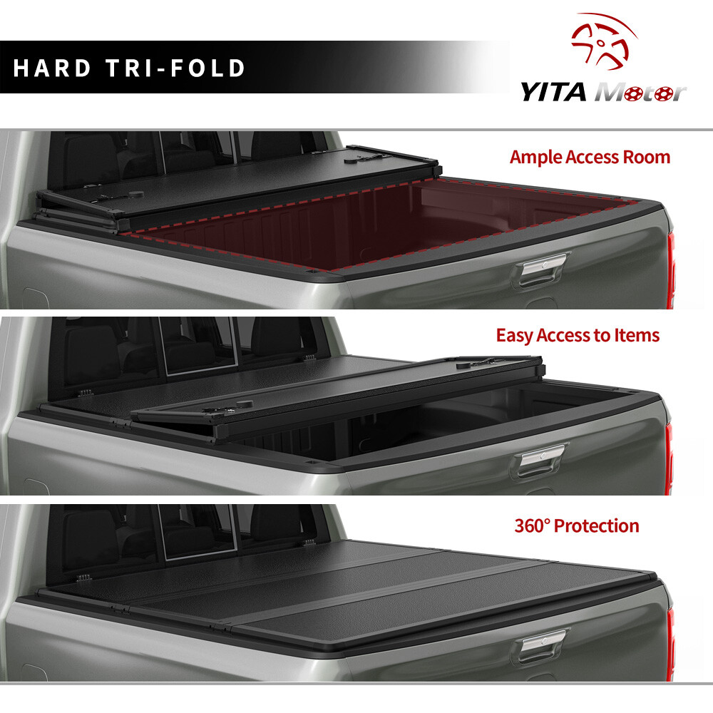 5FT Hard Tri-fold Tonneau Cover For 2017-25 Honda Ridgeline Truck Bed WaterProof