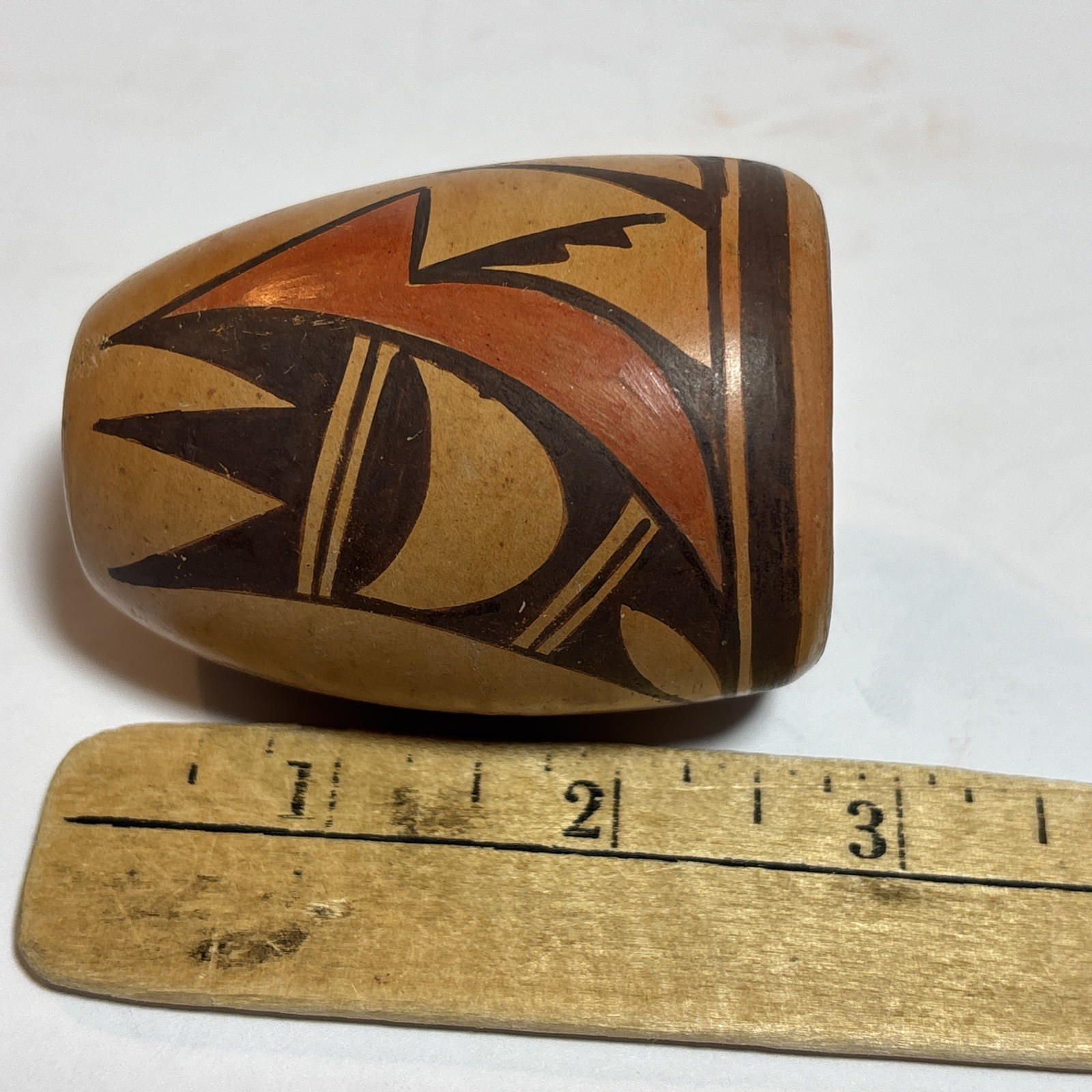 3" Old Hopi Small Vase Polychrome Eagle Wing Lori Ann Tungovia