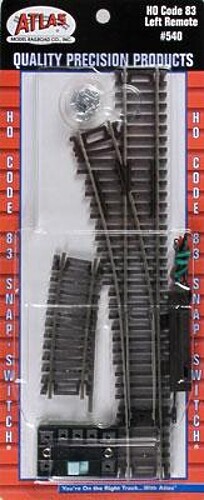 Atlas Code 83 Remote Left-Hand - HO Scale Nickel Silver Model Train Track - #540