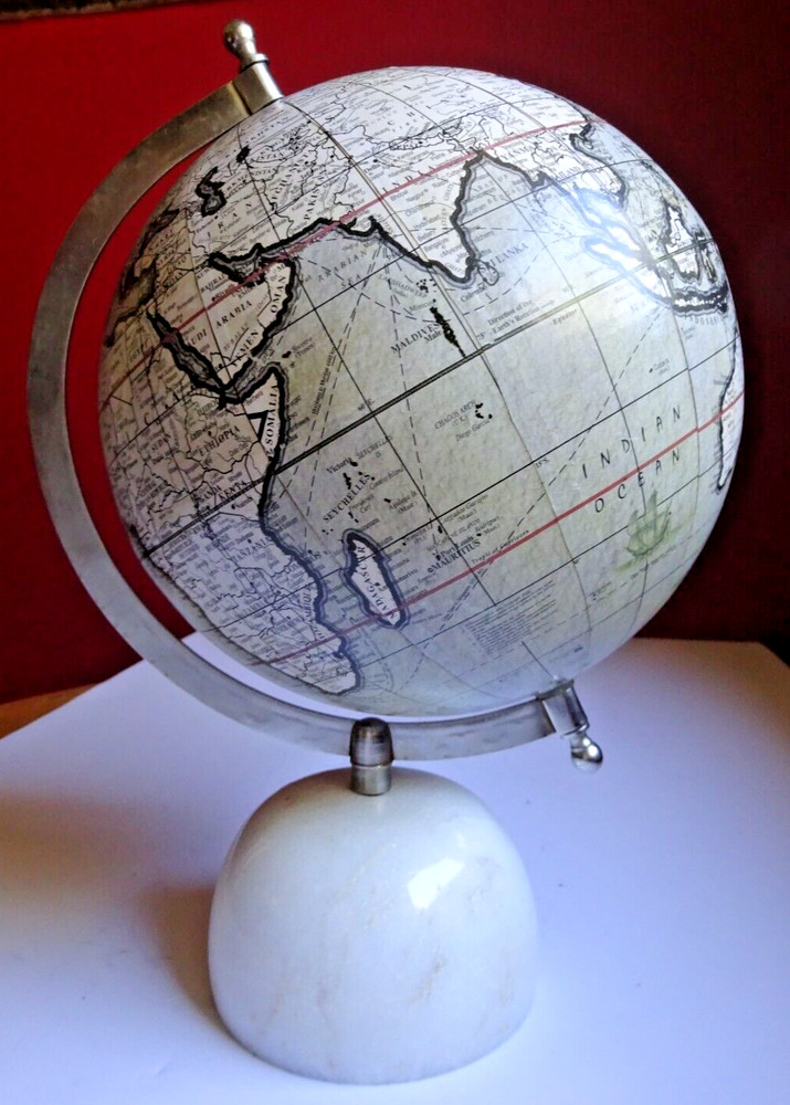 Globe on Marble Stand, 12" tall