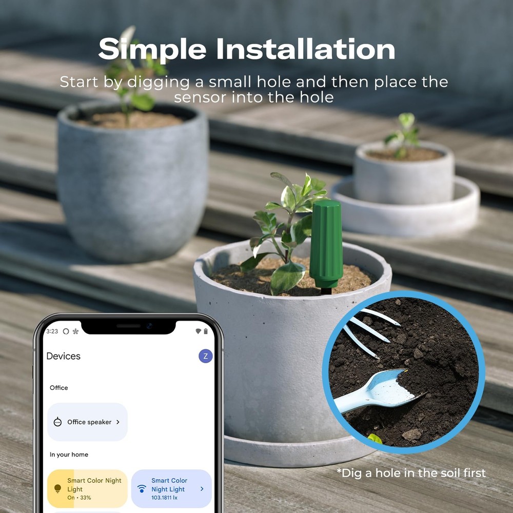 THIRDREALITY Smart Soil Moisture Sensor,Zigbee hub Needed,Accurate Green