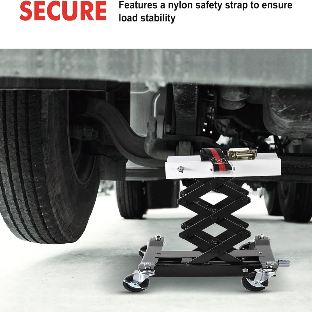 450 LBS Low Profile Transmission Jack with 7-23" Height Range & Safety Straps