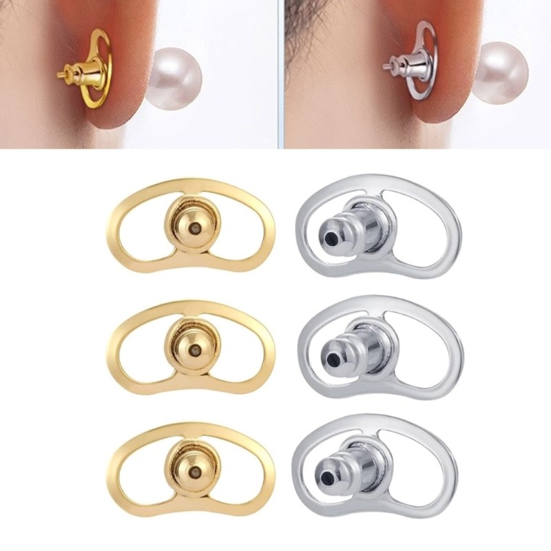 Gold Plated Locking Earring Backs 6pcs Set for Heavy Studs Mixed Color