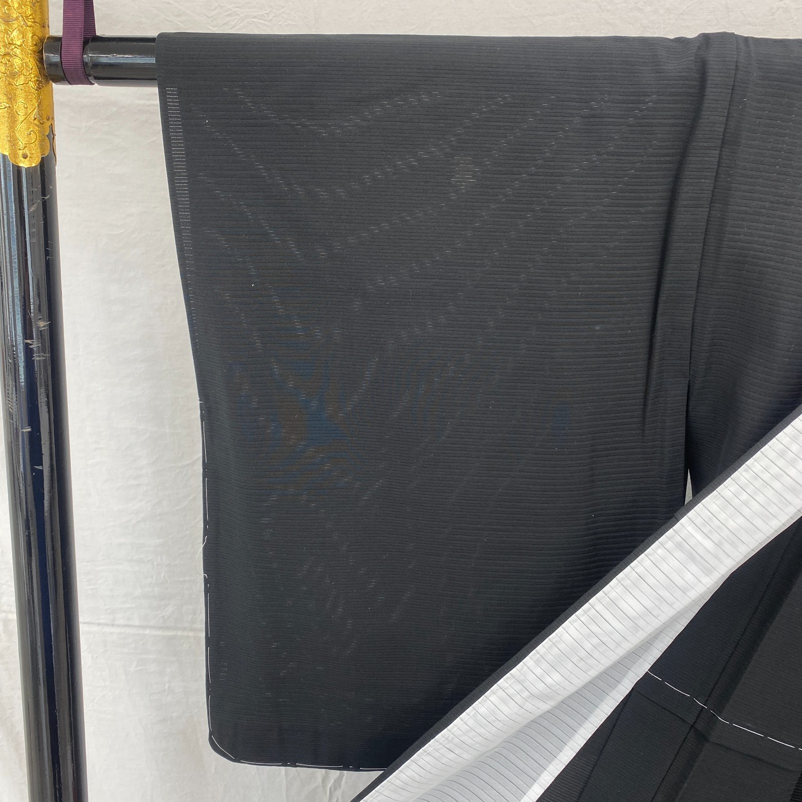 Japanese Vintage Kimono Silk Black Tomesode No Lining Family crest Length 64 in