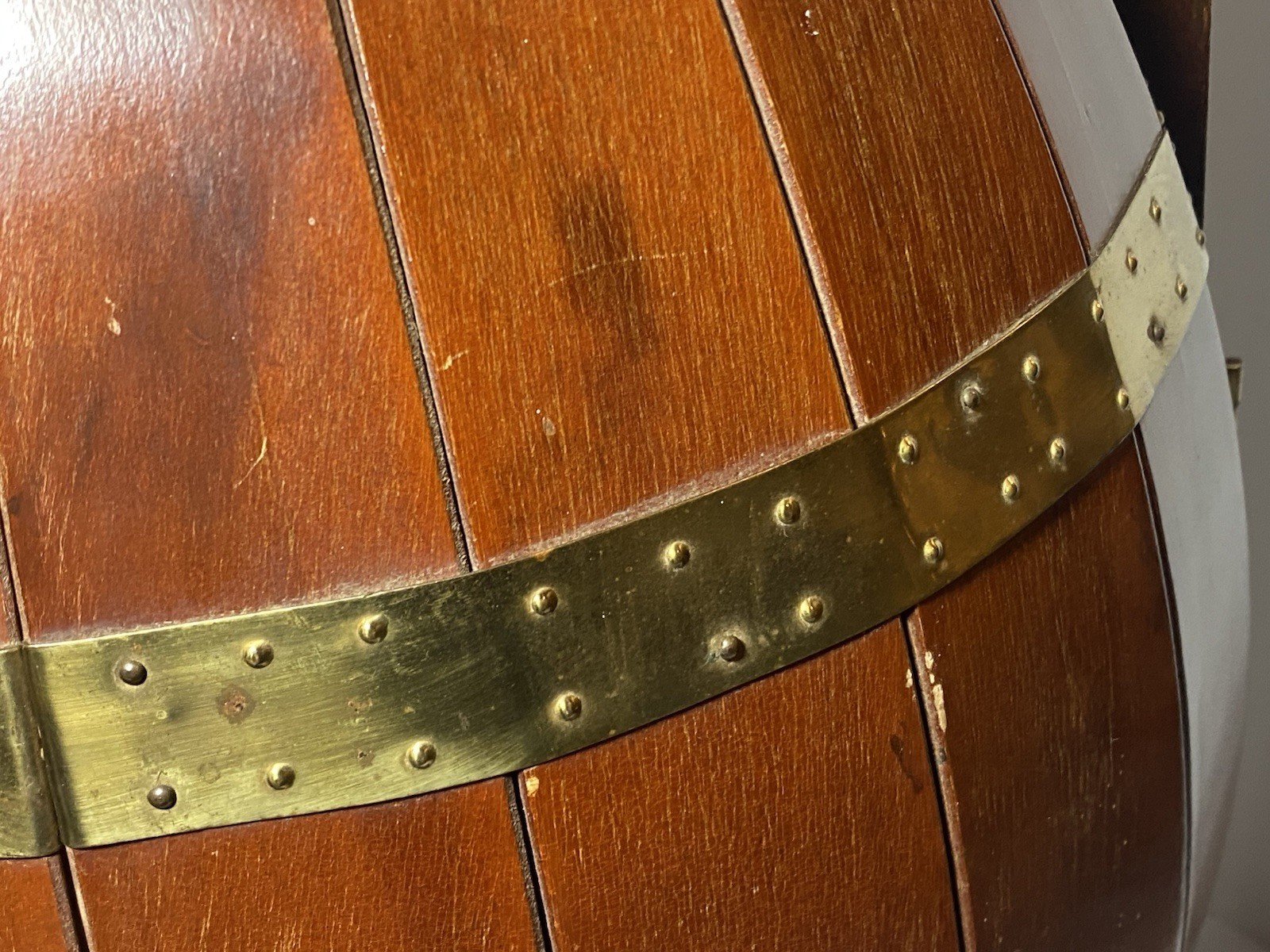 Vintage MCM Wood Barrel Bar Liquor Cabinet Man Cave She Shed