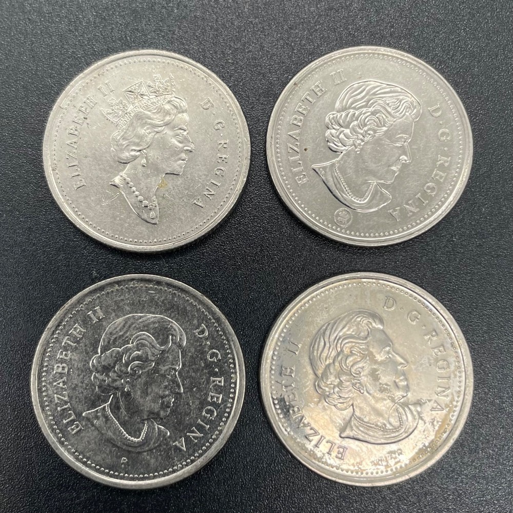 4 Canada Caribu 25 Cent Quarter Coins Assorted Dates