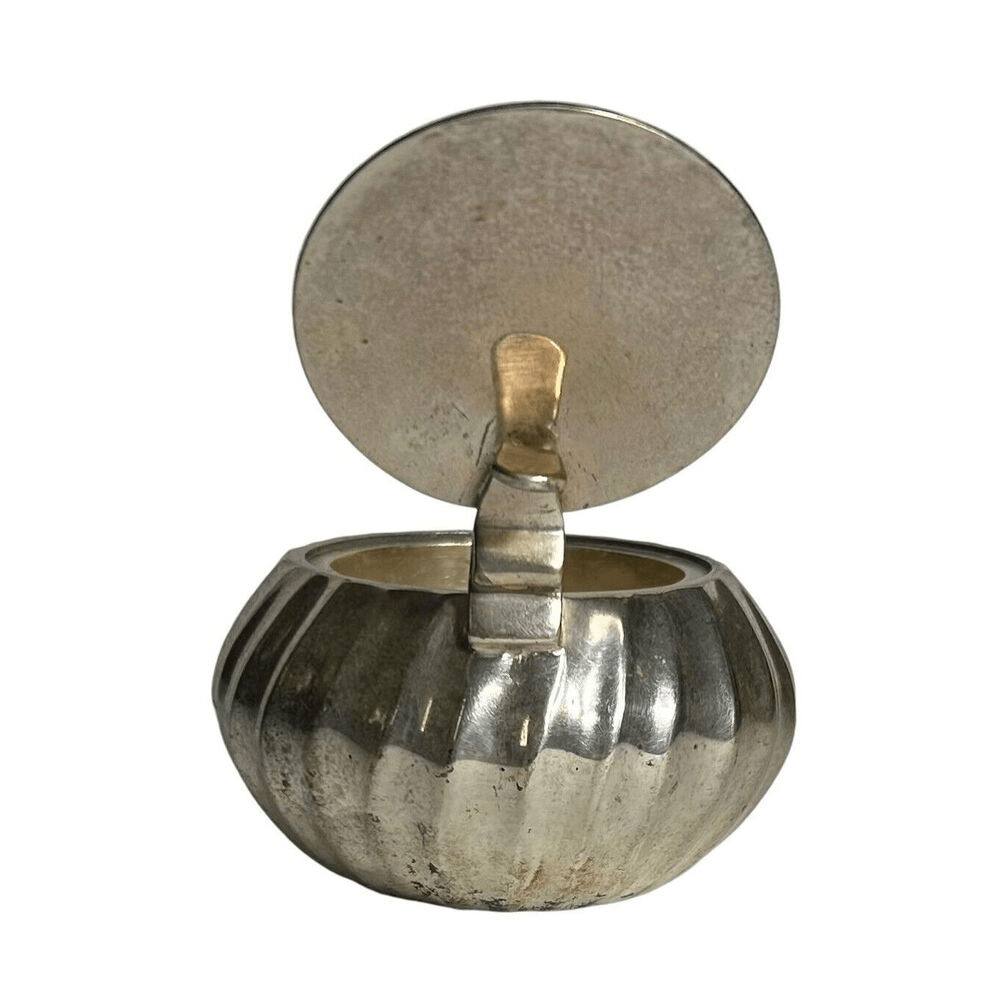 Small Silver Round Decorative Container/ Candle-Holder