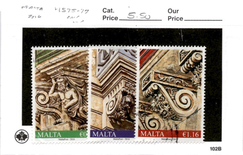 Malta, Postage Stamp, #1575-1577 Used, 2016 Architecture (AB)