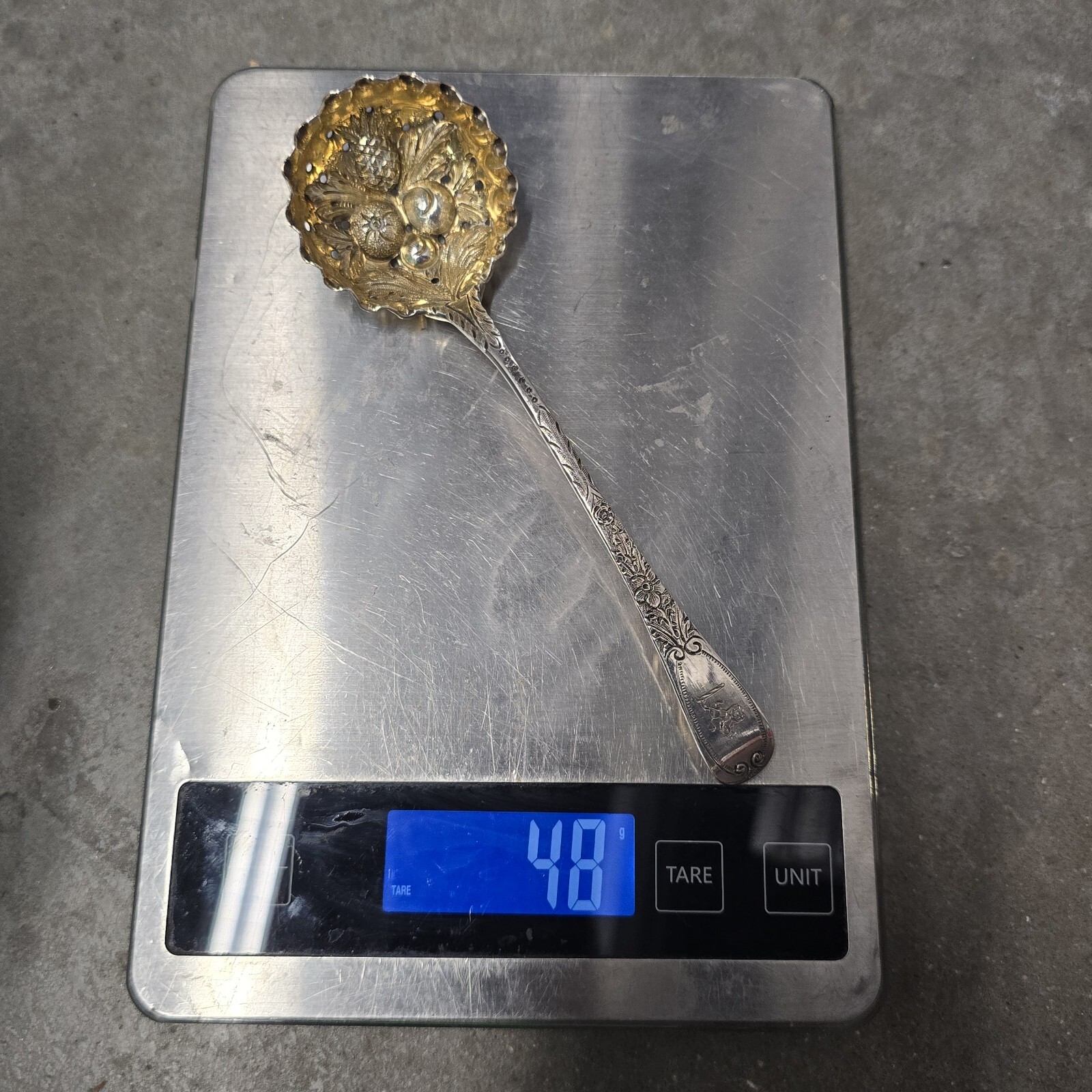 Charles Eley English sterling spoon 1800s bonbon fruit spoons With Lion Crest