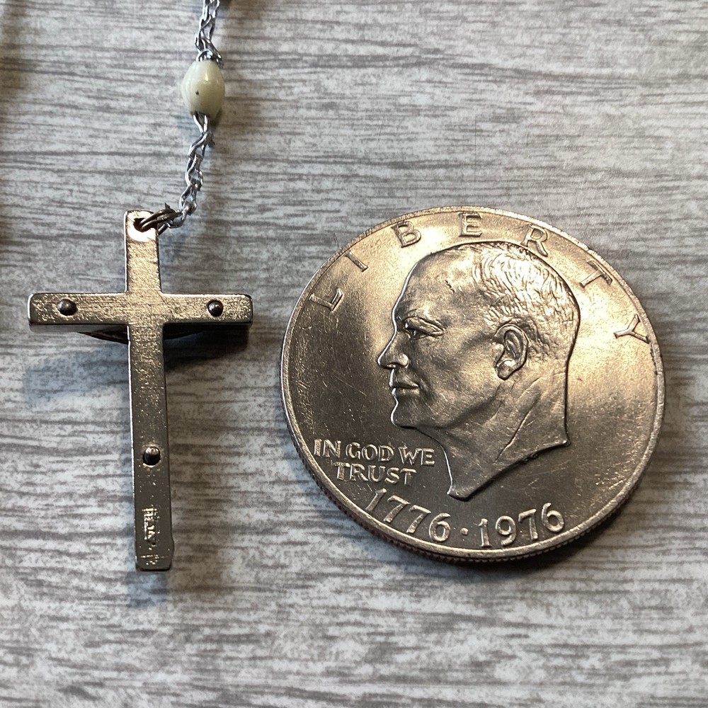 Catholic Religious 20 Inch Egg Shell Rosary Beads Marked Italy # 697