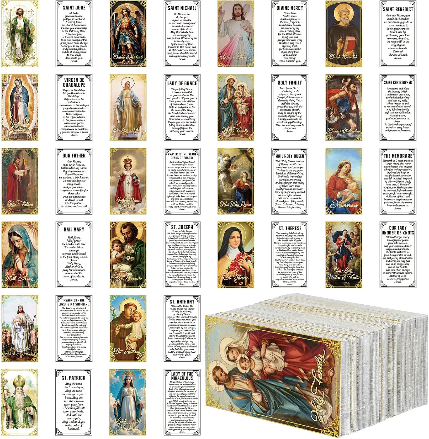 240 Pcs Catholic Prayer Cards Gifts Bulk Holy Cards with Catholic Saints and ...