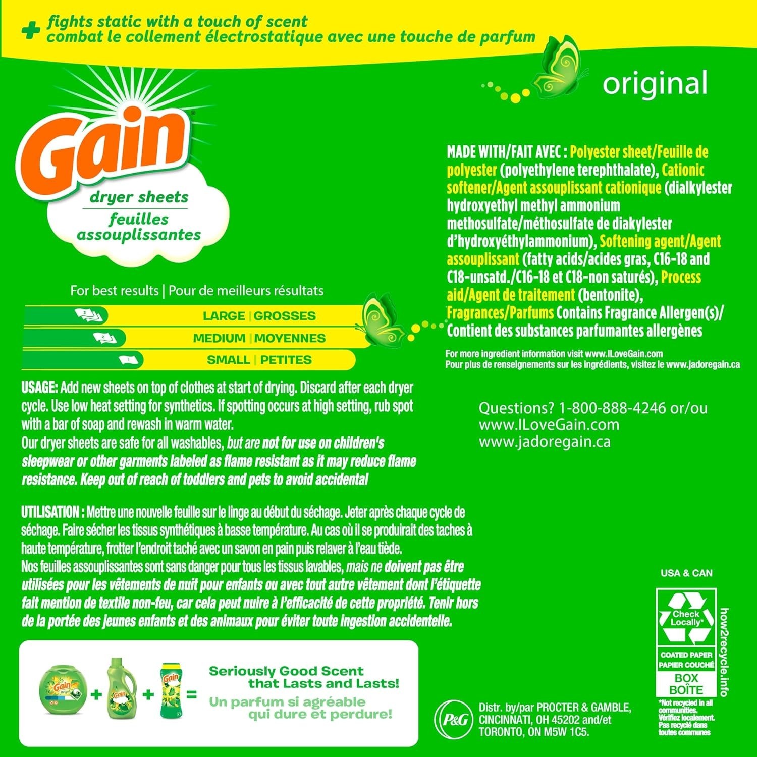 Gain Original Dryer Sheets, 120 Count