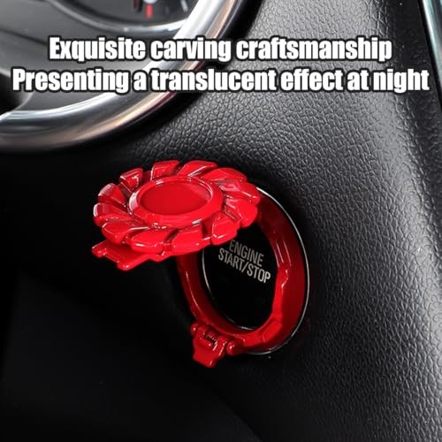 Car Push Start Button Cover, Luminous Vehicle Engine Start Stop Button Red