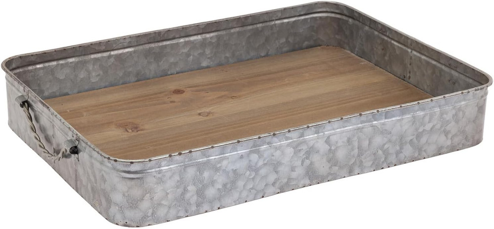 Rectangle Tray |Galvanized Decorative Serving Board, Drink Service, 16.5" X 11.7