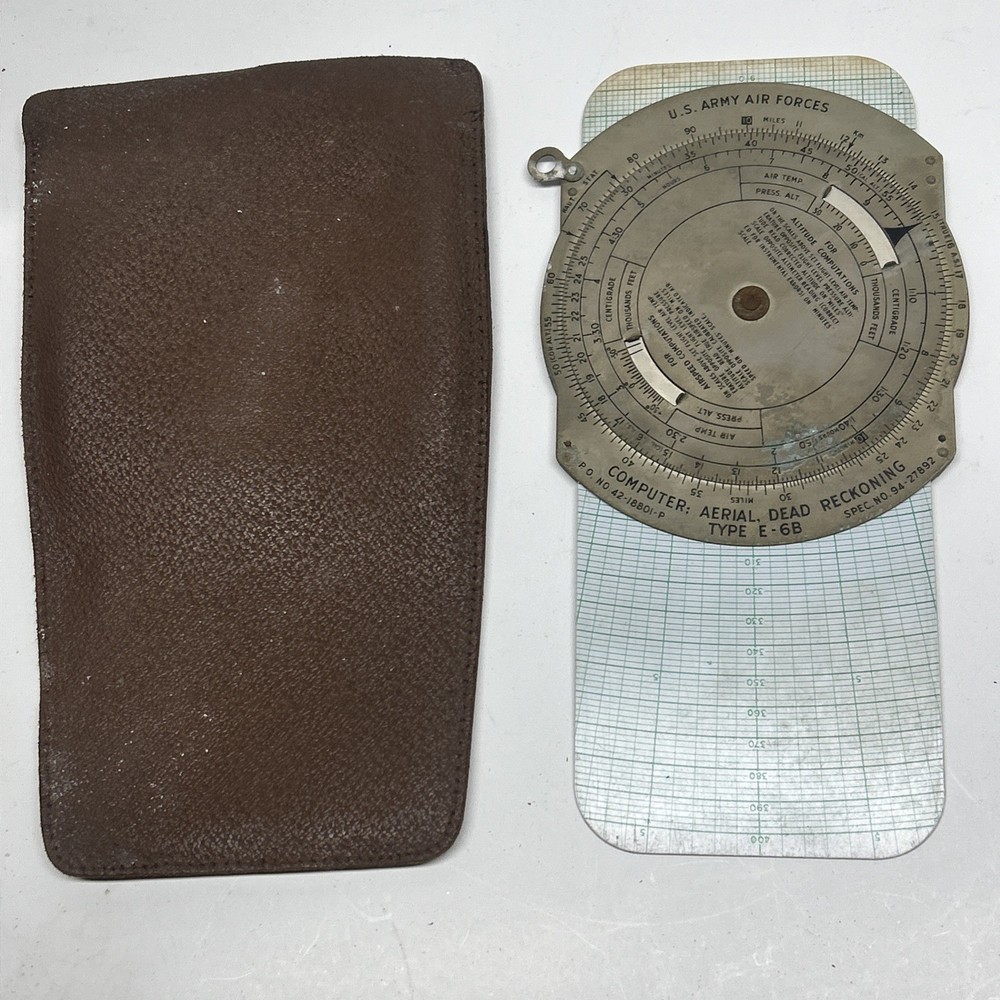 US Army Air Forces Type E-6B Computer: Dead Reckoning, Aerial With Case/Ruler