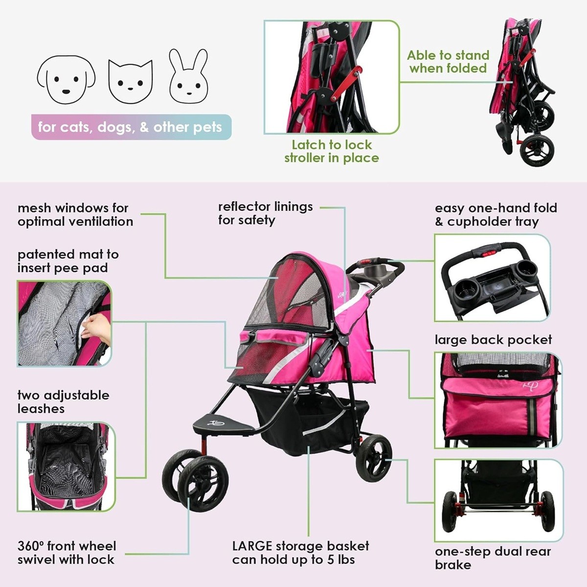 Petique Revolutionary Durable Pet Stroller for Pets up to 50lbs Supernova