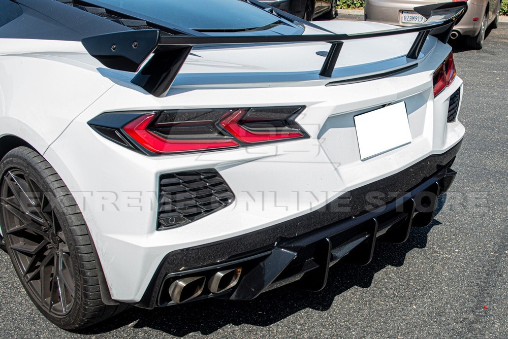 For 20-Up Corvette C8 Performance Style CARBON FLASH Rear Lower Diffuser Fin