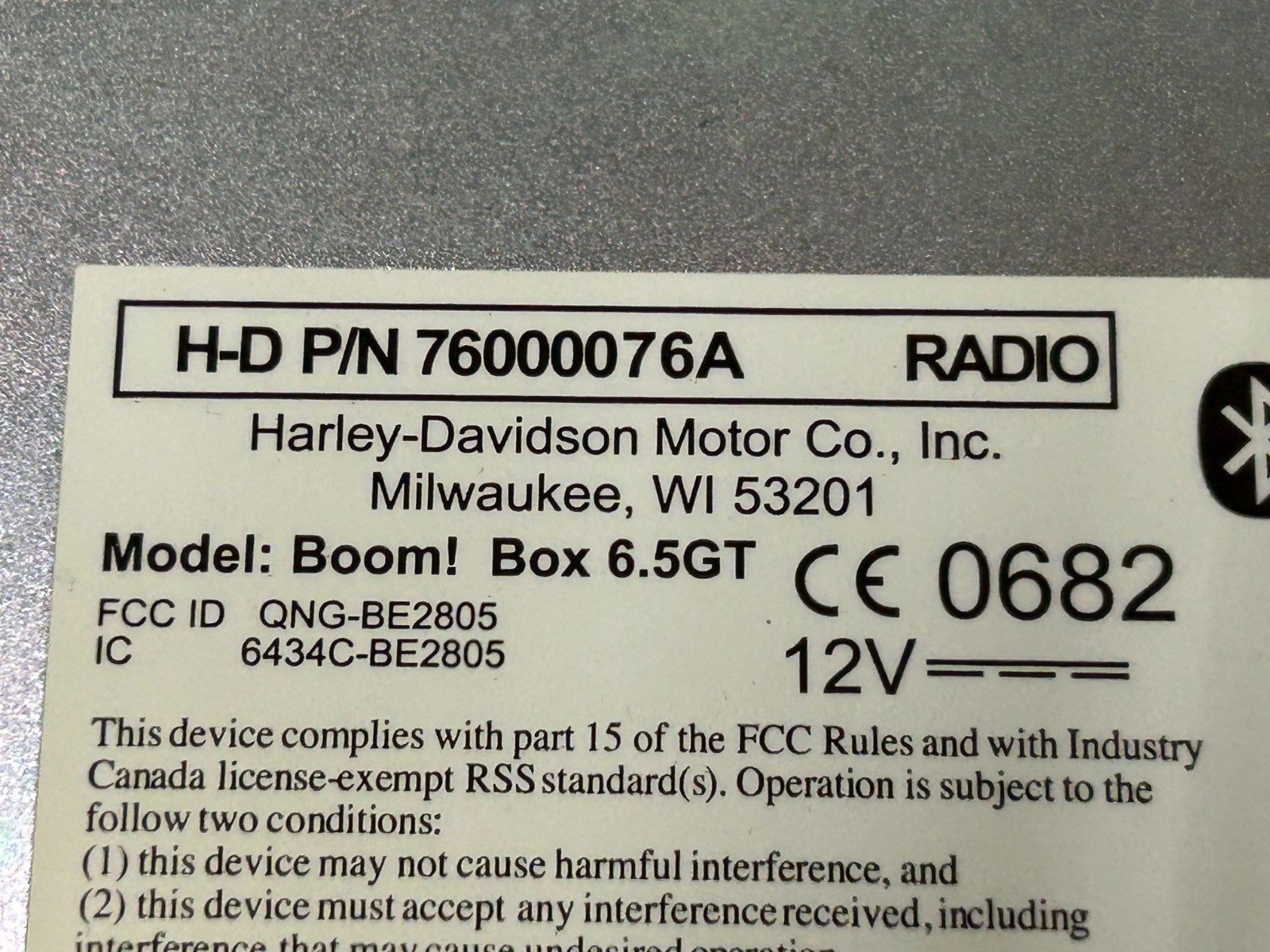 OEM HARLEY-DAVIDSON 14-18 TOURING BOOM Box GT 6.5 Radio/GPS 7600076A