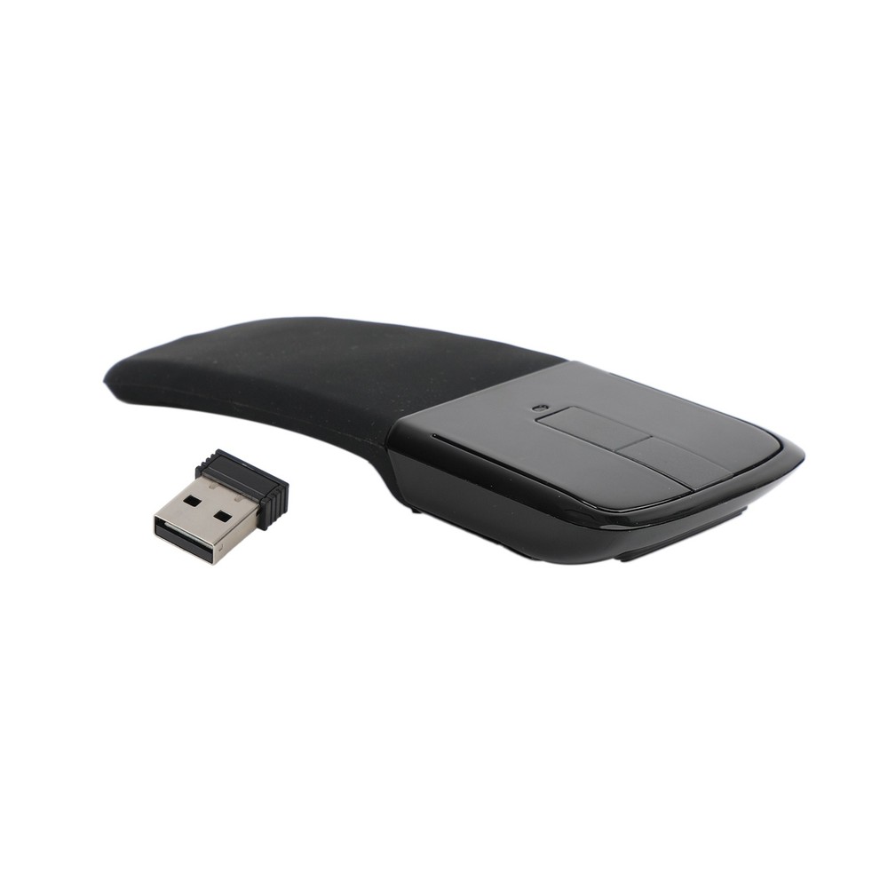Wireless Mouse with USB Mini Folding Mouse 2.4GHz Arc Optical Touch Mice Black💯