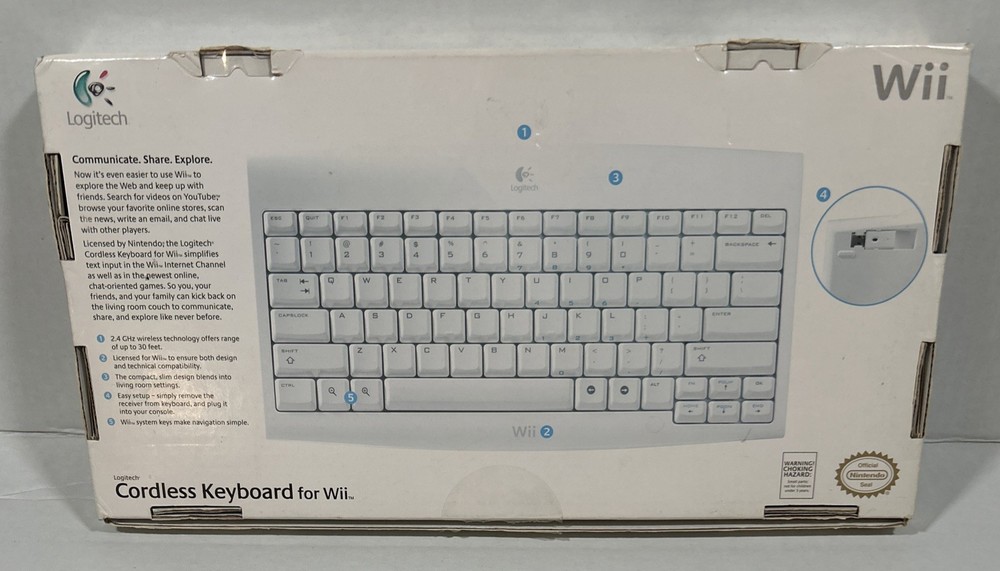 Nintendo Wii Logitech Cordless Wireless Keyboard