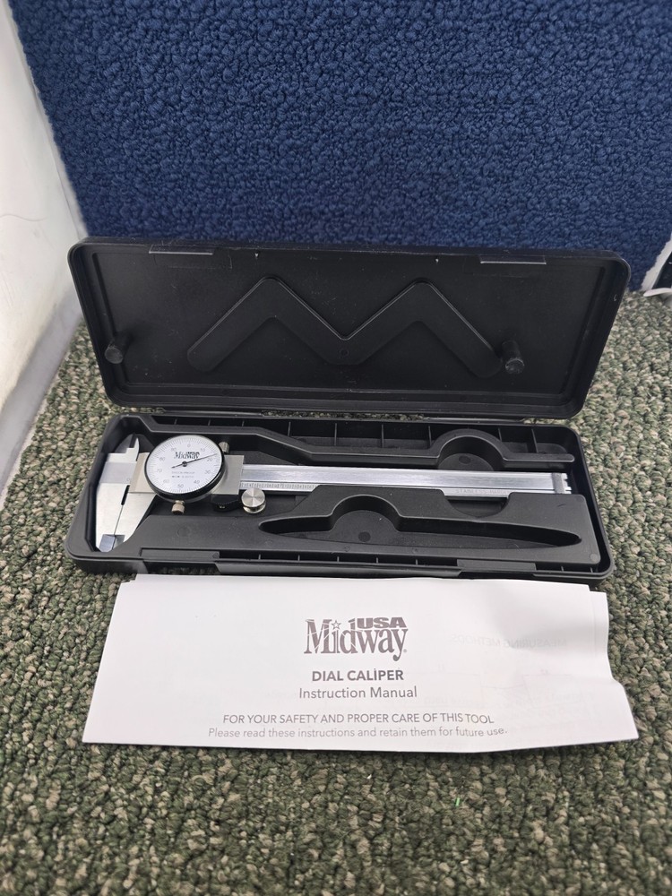 Midway Dial Caliper Gauge Hardened Stainless Tool with Case