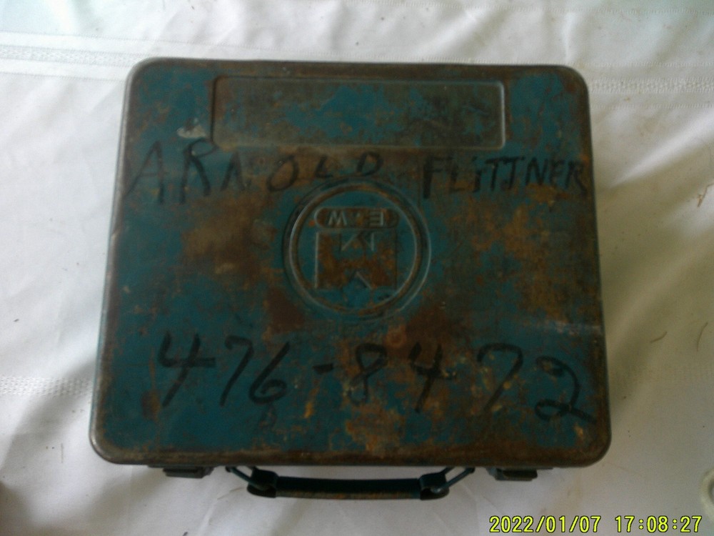 VINTAGE METAL M E. W. EMPTY CARRY CASE TOOL BOX