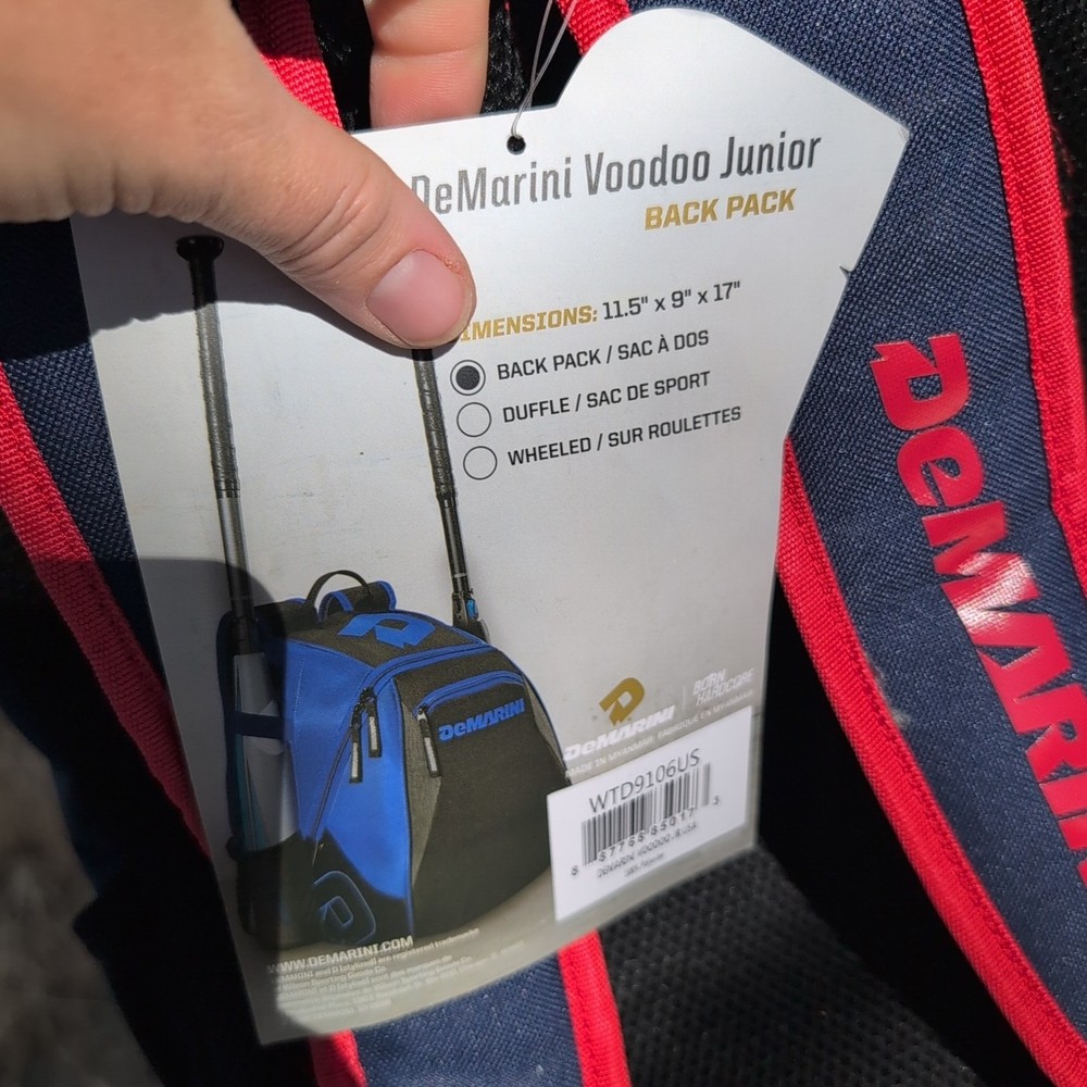 DeMarini Voodoo Junior Baseball Softball Backpack Red White Blue USA Batpack