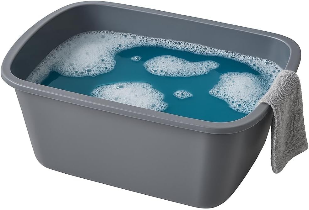 Vakly Wash Basins – Rectangular Plastic 7-Quart 1 Count (Pack of 1), Gray