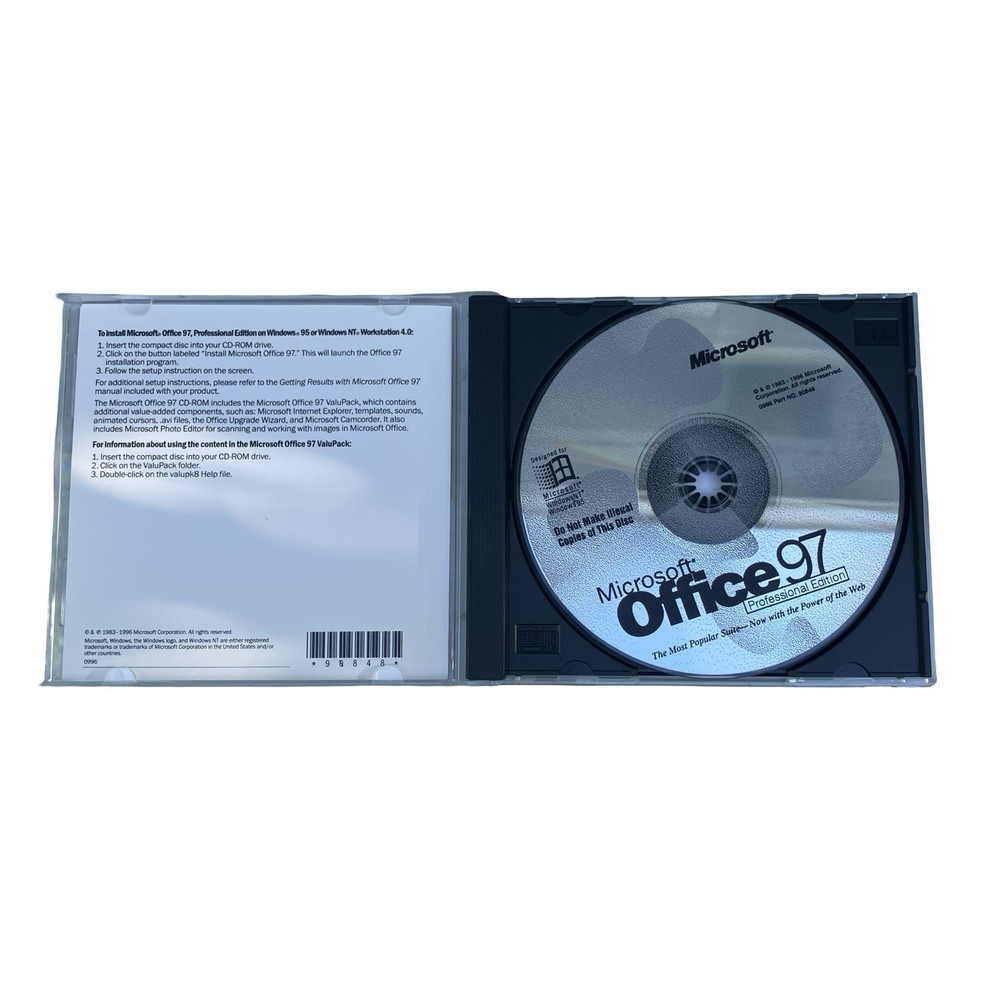 MICROSOFT OFFICE 97 Professional Edition (CD, 1997) w/CD Key Code OEM