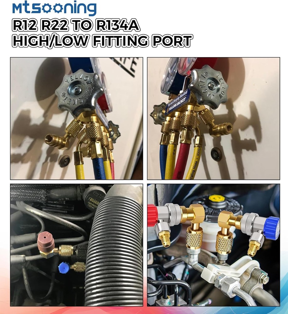 R12 R22 to R134a Conversion Kit, Include 4 PCS High/Low Fitting