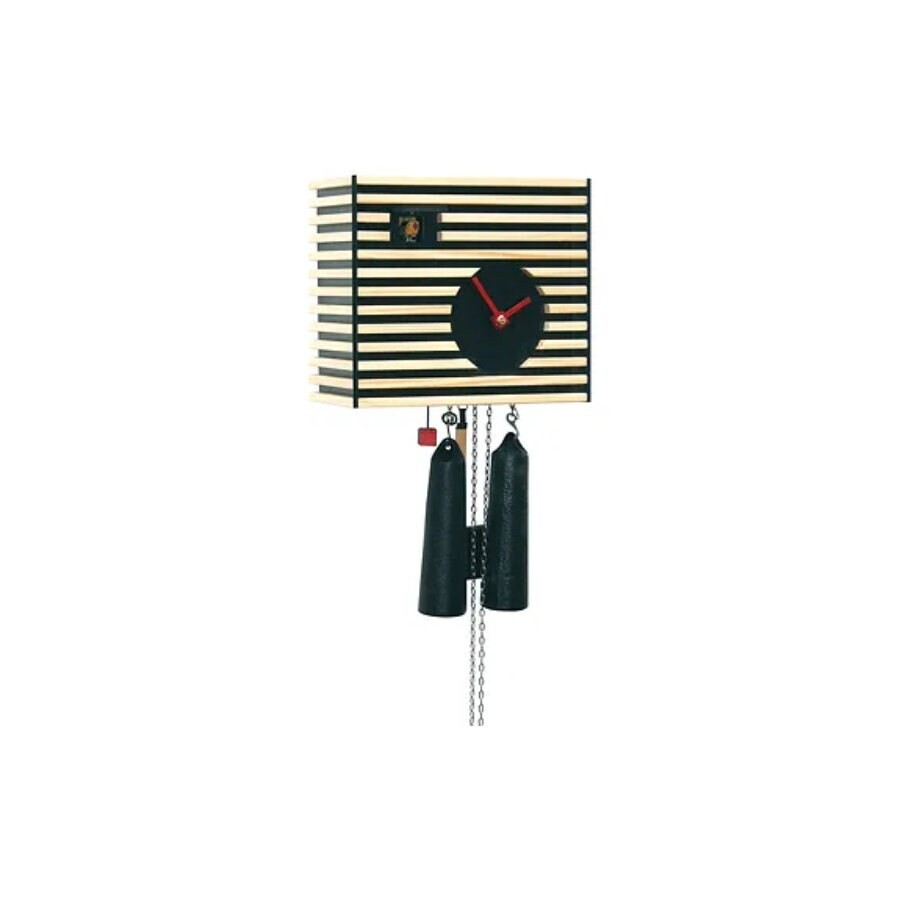 Modern Geometric Rectangle Cuckoo Clock with Dark Green Striped Lines Pattern