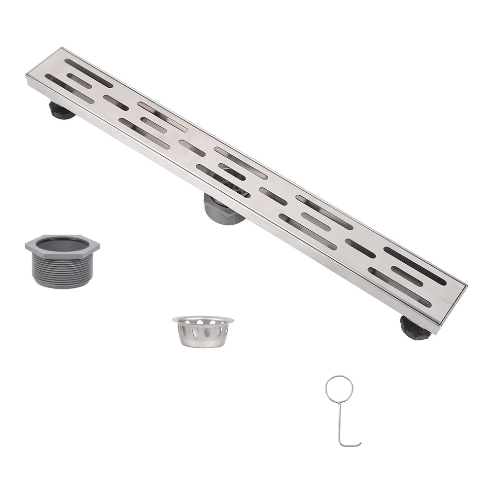 Linear Shower Drain Set 24" Rectangular Stainless Shower Drain w/Cover Grate