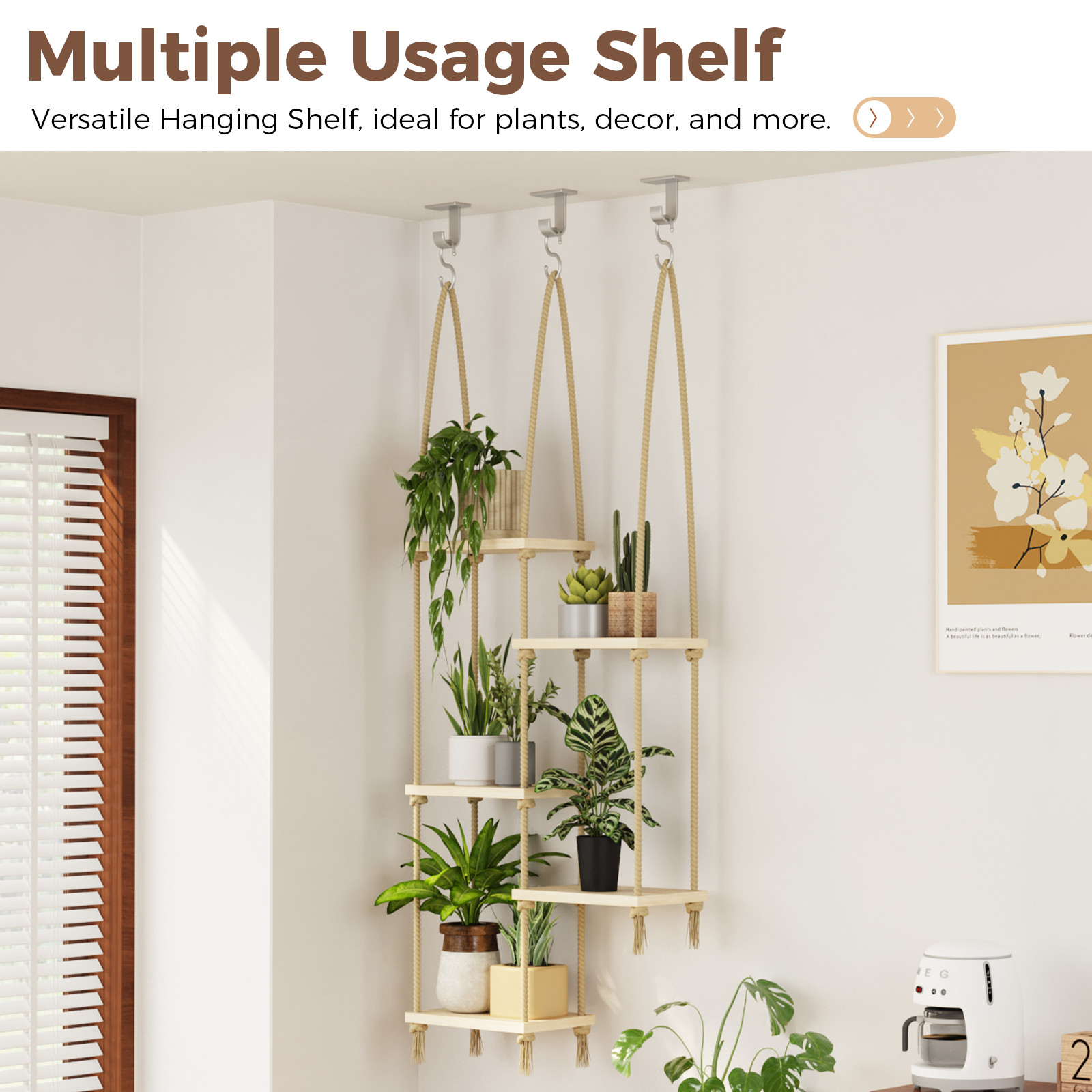 Bamworld Hanging Shelves Plant Hanger Window Plant Shelves Wood Plant Wall Shelf