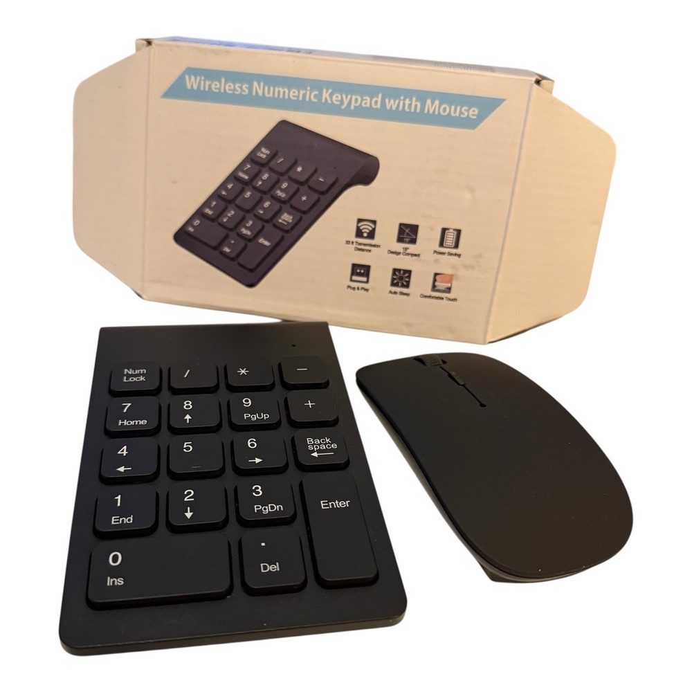 Wireless Numeric Keypad & Mouse Combo – 2.4GHz, USB, Black