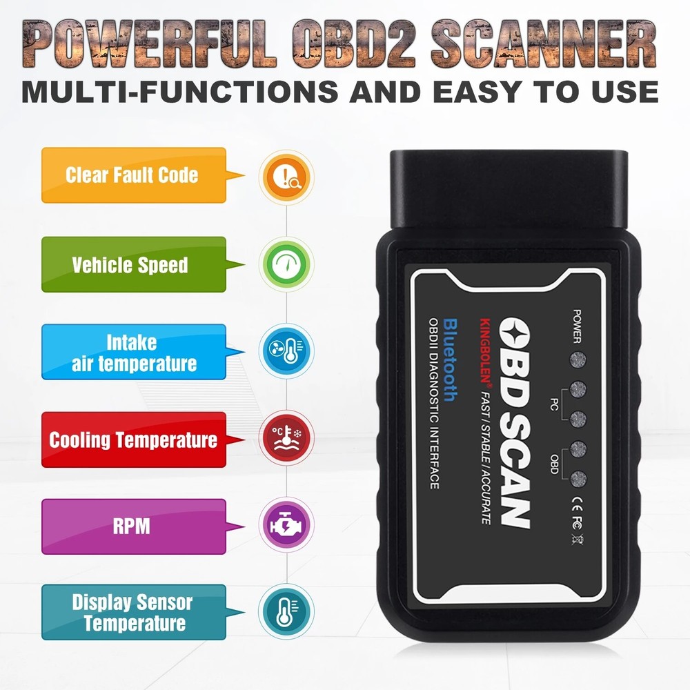 ELM327 Bluetooth V1.5 OBD2 OBDII Car Diagnostic Tool Code Reader For Android