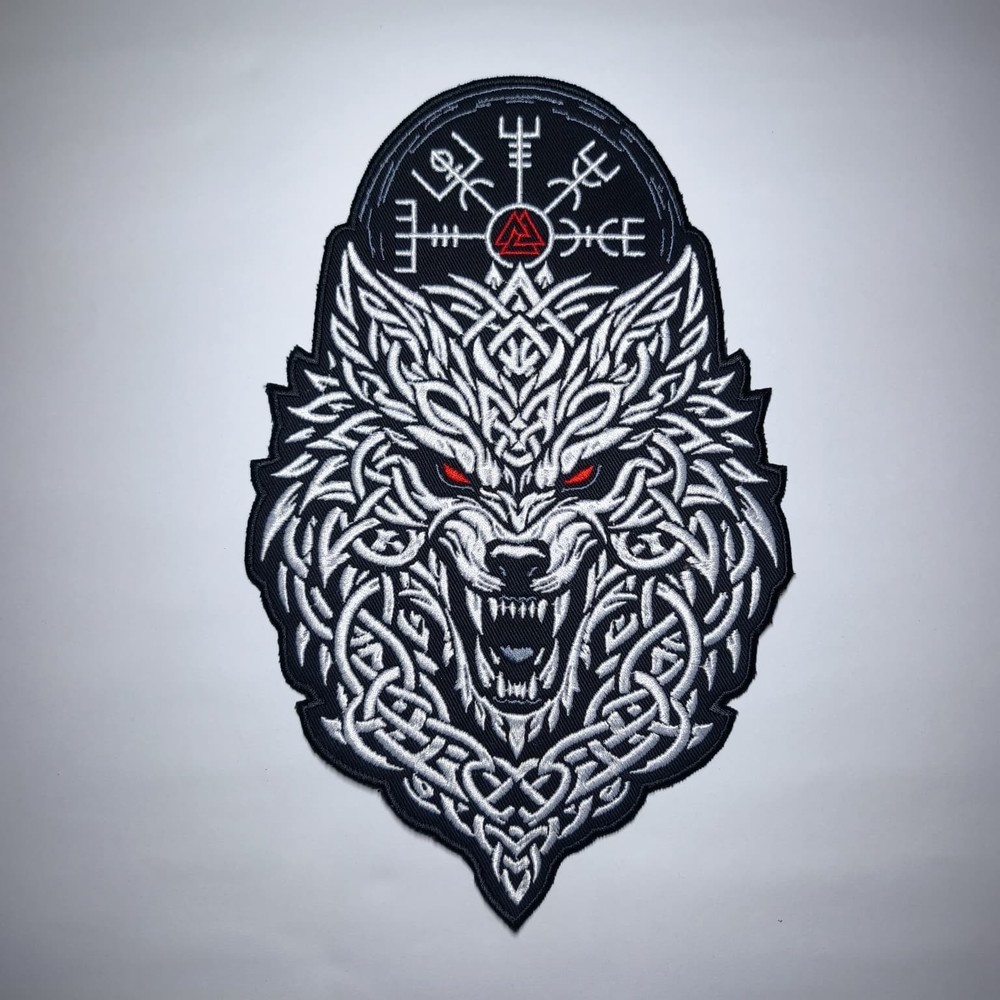 Viking Wolf Back Patch Embroidered Large Norse Biker Jacket Vest Patch