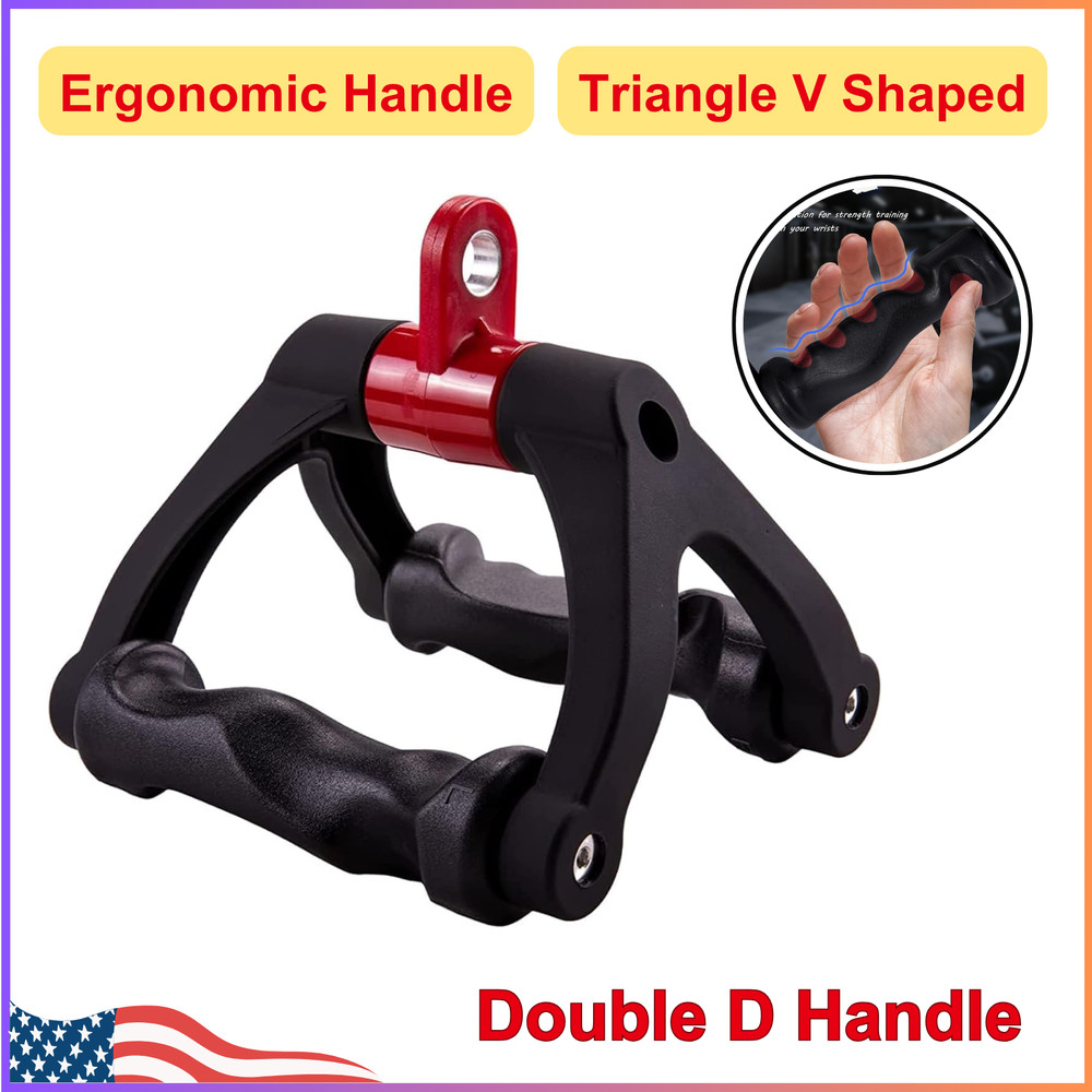 Double D Handle Cable Attachment Triangle V Bar Grip For LAT Pulldown, Anti-Slip